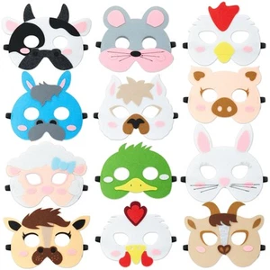 12 Pack Felt Farm Animal Masks for Kids, Jungle Safari Party Favors for Birth... - Picture 1 of 9