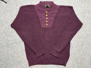 Eddie Bauer Pullover Herren Small Burgund Lila Stehkragen Henley Waffelstrick - Bild 1 von 9