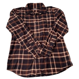 LL Bean Signature Men’s Plaid Flannel Button Up Sz M Brown Black Work Outdoor - Picture 1 of 10