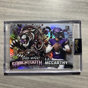 JJ McCarthy 2024 Wild Card Sabertooth Dino-Might Rookie RC True 1/1 Vikings - Picture 1 of 2