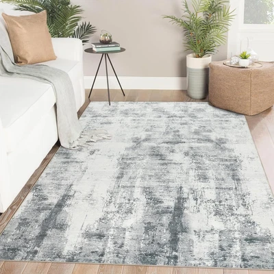 Famibay Washable Rugs Living Room Grey Rugs for Bedroom 120X170Cm Abstract  - Image 1 of 4
