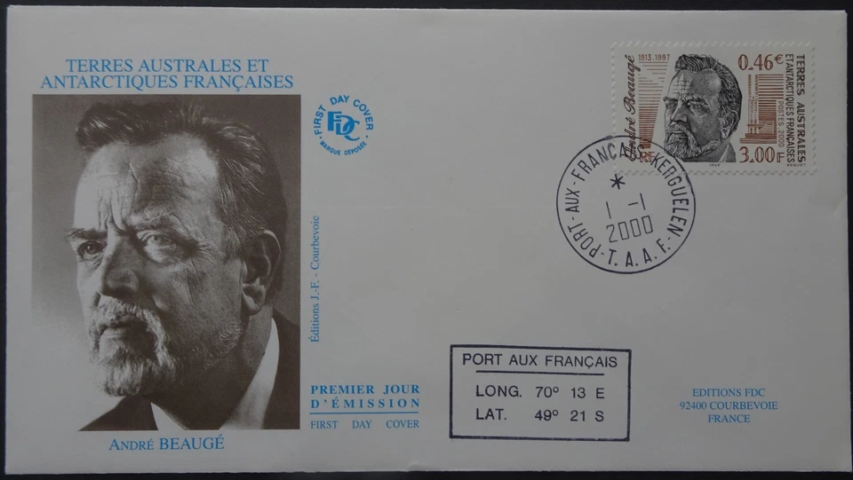 French Antarctic Territory's Andre Beauge first day stamp cover - Image 1 of 1