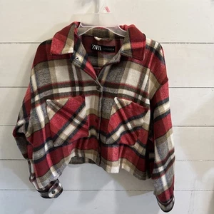 Zara Cropped-Jacke mit Knopfleiste rot kariert ~ Größe M ~ super süß!! - Bild 1 von 3