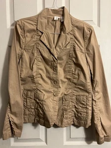 DKNY Camel Hellbraun Knopfleiste Freizeit Stretch Jacke 96 % Baumwolle Damen 10 - Bild 1 von 4