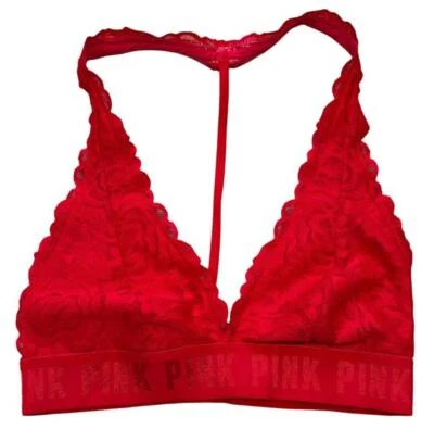 Pink by Victoria's Secret Red Lace Bralette Women's Size S/M Excellent Condition - Image 1 of 4