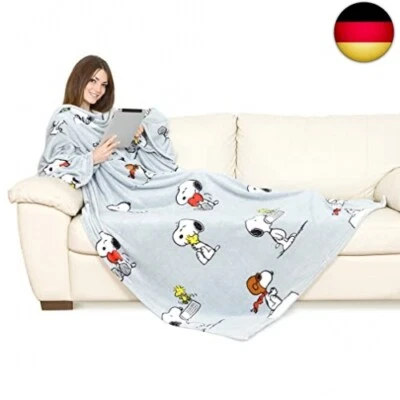 Kanguru die Decke mit Ärmeln Snoopy Fleecedecke, Polyester, GRAU MIT Aermeln,  - Bild 1 von 4
