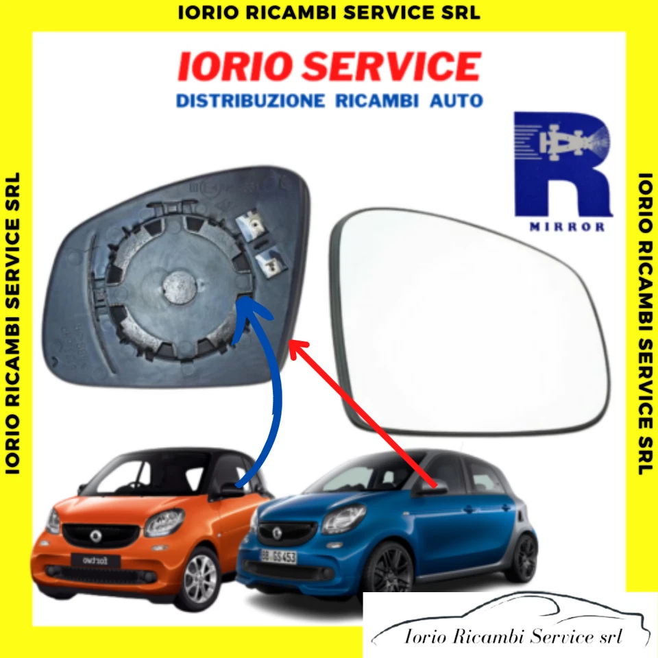 PIASTRA SPECCHIO TERMICA SINISTRO CON VETRO SMART 453 FORTWO FORFOUR TWINGO 2014 - Immagine 1 di 1