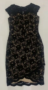 Ladies Size 10 Black JACQUI E Sheer Elegant Formal Embroidery Dress *VGC* - Foto 1 di 5