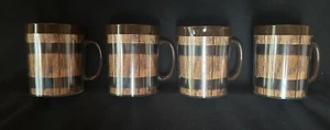 Thermo Serv Mugs Wood Barrel Vintage West Bend Insulated Coffee Cup Set of 4 - Foto 1 di 10