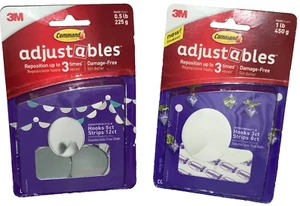 LOT OF 2 :: 3M Command Wall Adjustables; 5ct Hooks, 12Ct Strips; can hold 0.5lb - Picture 1 of 2