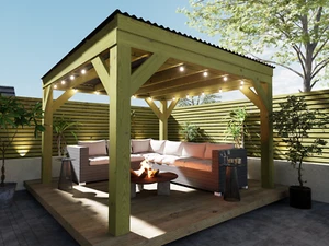 Chunky Wooden Box Pergola with Black Roof | Wychwood Black - Picture 1 of 21