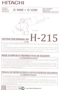 Hitachi G10SR & G 12SR, Disc Grinder, Multi language Owners Manual - Picture 1 of 1