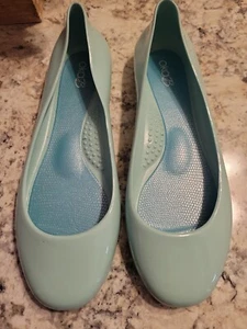 Oka B Blue Women’s Flats Sz 7 Taylor Shiny Ballet Jelly Round Toe Shoes - Picture 1 of 8