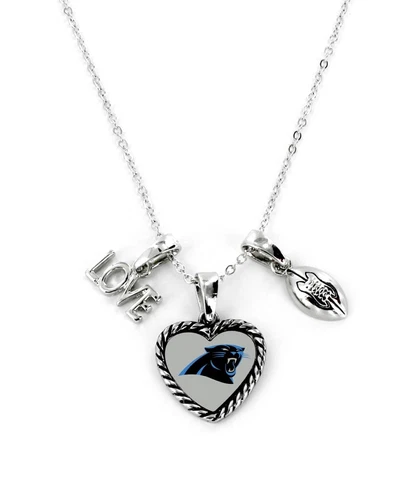 Carolina Panthers Charmed Necklace Love & Football [NEW] NFL Jewelry Charm Cover