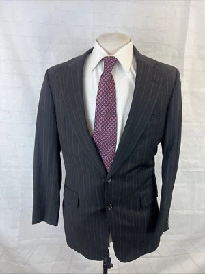 SUPER 150 Paul Stuart Men's Dark Gray Striped Wool Suit 39R 31X31 $2,195 - Image 1 of 4