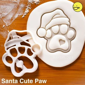 Cute Santa Claus Paw Prints cookie cutter | dog treats pet Christmas hat puppy - Picture 1 of 9