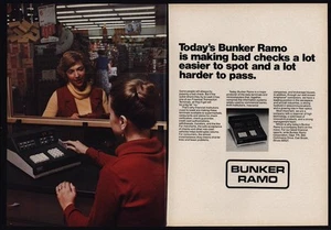 1979 BUNKER RAMO Computer Scheck- & Kreditkartenautomat VINTAGE WERBUNG - Bild 1 von 1