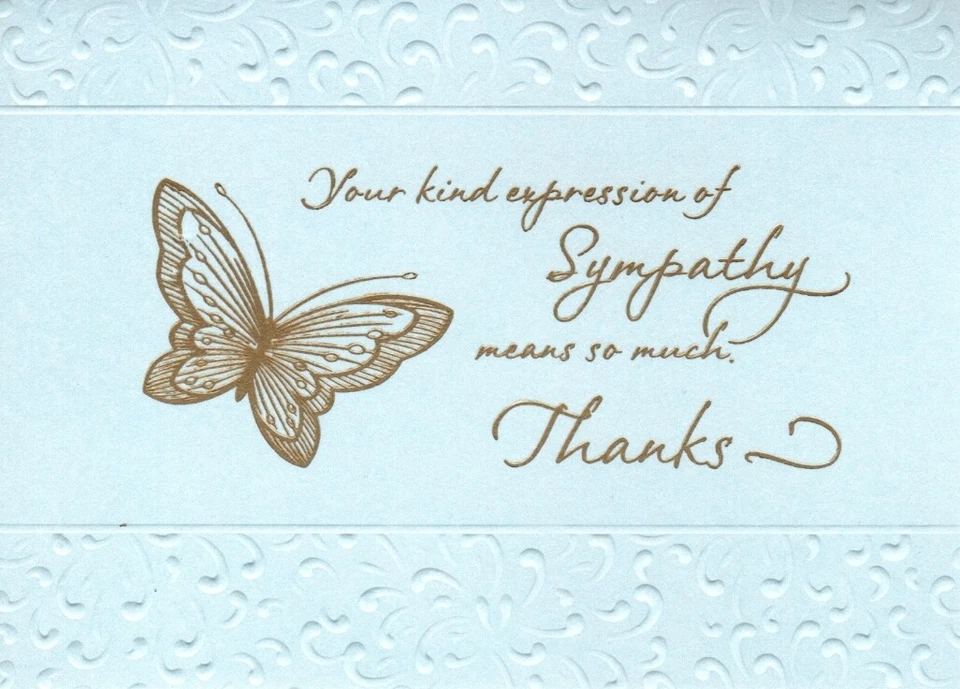 Blue & Gold Butterfly Thank You - Expression of Sympathy By Hallmark - Set of 10 - Image 1 of 2