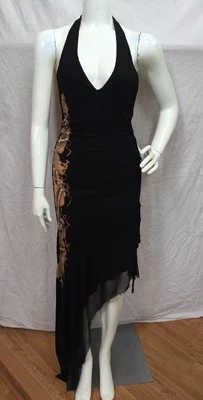 This Is Religion SEXY!!!!! Vestido Halter Negro Rayón/Seda Pintado Cuello en V 0 ¡NUEVO SIN ETIQUETAS! Foto 1 de 4