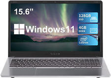 SGIN 15.6 Inch Laptop, 4GB DDR4 128GB SSD Windows 11 Laptops with Intel Celeron