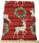Christmas Rein Deer Fabric Musical Score Red Green 100% Cotton 1 Yard x 44"