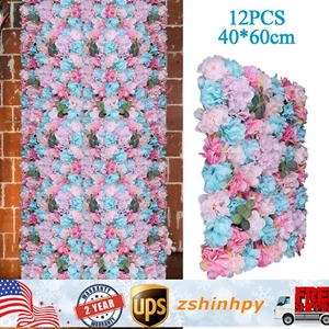 12x Romantic Artificial Flower Wall Hydrangea Rose Backdrop Wedding Decoration - Picture 1 of 17