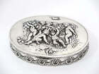 6 7/8 in - European Silver Antique German Cupids Picking Fruits Large Oval Box