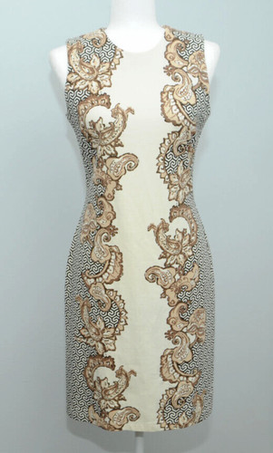 OFF WHITE Abito minimalista donna J McLaughlin bianco sporco testurizzato elasticizzato senza maniche S