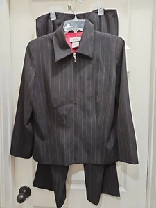 Usado en Excelente Condición AGB BYER California Negro y Rojo Pantalones a Rayas Traje 12 Top/P Pantalones 12P - Imagen 1 de 17