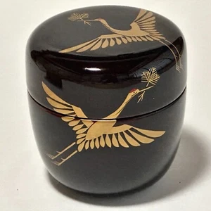 Natsume Tea Caddy Ceremony Container Case Sado Traditional Japan Yamanaka Crane - Picture 1 of 24