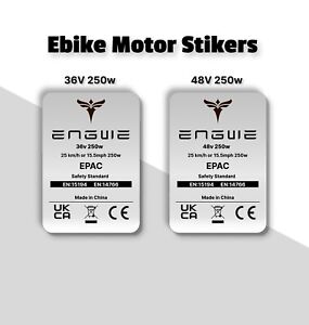 3x EPAC 250w 15.5mph Engwe EBike Legal Motor Silver Sticker Decal Bycicle