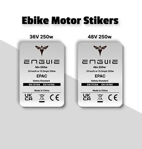 3x EPAC 250w 15.5mph Engwe EBike Legal Motor Silver Sticker Decal Bycicle - Picture 1 of 6