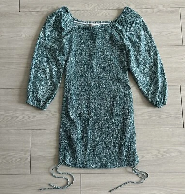 Jessica Simpson “Style Me As You Want” Smocked Puff Sleeve Green Dress NWT XS - Image 1 of 4