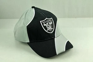 OAKLAND RAIDERS Black Silver Cut & Sew Adjustable Hat Cap NFL Team Apparel - Picture 1 of 4