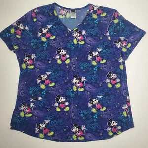 Mickey Mouse Cherokee Scrubs Tooniforms Disney V Neck Top - Picture 1 of 11