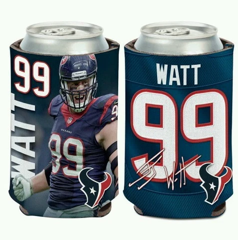 J.J. WATT HOUSTON TEXANS Can Bottle Coozie Cooler FREE SHIPPING! Cover