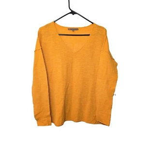Elliott Lauren Waffle Knit Lightweight Reverse Knit Weave Yellow Sweater Small  - Picture 1 of 4
