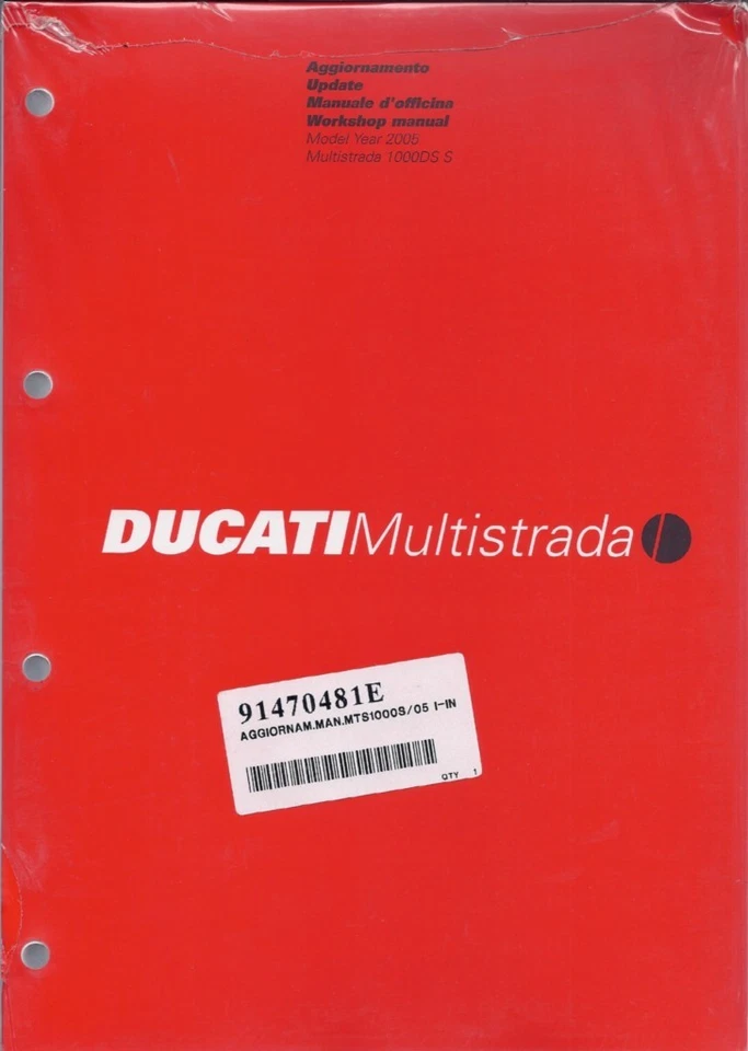 Ducati Multistrada 1000 91470481E 2005 solo suplemento manual de taller - inglés/italia Foto 1 de 1