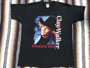 Camiseta Negra Unisex Talla Completa Algodón Vintage Clay Walker Music Lover - Imagen 1 de 7