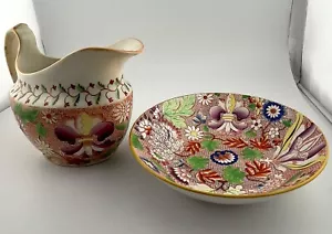 Frühe Spode Chrysanthemenschale mit passendem Milchkännchen. Ca. 1800 - Bild 1 von 13