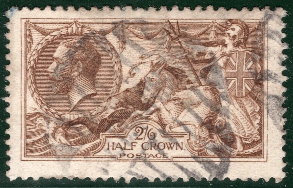 GB KGV SEAHORSE High Value SG405 2s/6d Deep Yellow-Brown (1915) DLR c£250 REDB26 - Image 1 of 4