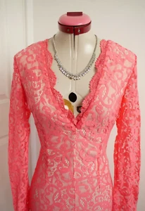 MISSGUIDED Coral Lace Mini DRESS Size Aus 8 NWT Sexy Cocktail Soft Girl Coquette - Bild 1 von 6