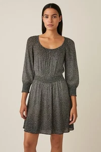 Witchery Womens Dress Size 8 Scoop Neck Black Leopard Print Lined 3/4 Sleeve - Picture 1 of 16