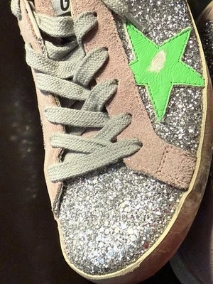 Golden Goose Auténticas Tenis Rosa Plata Brillo Verde Neón Estrella Talla 37 Foto 1 de 4