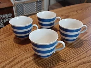 Set di 4 trio blu e bianco Staffordshire Chef Ware, tazze da tè vintage - Foto 1 di 22