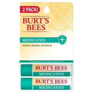 Burt's Bees balsamo labbra medicato, cura labbra di origine naturale, 0,15 once 2 tubi - Foto 1 di 10