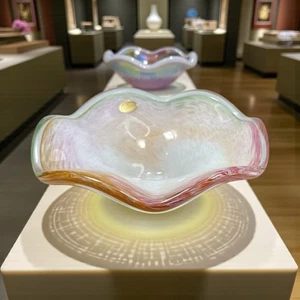 Cristalería de Murano vintage cristalina pastel remolino cuenco arte vidrio hecho en Italia - Imagen 1 de 13