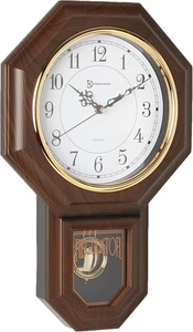 Timekeeper Essex Westminster Chime Faux Wood Pendulum Wall Clock, 17.5" X 11.25" - Picture 1 of 12