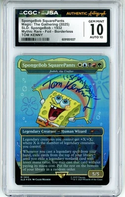 CGC GEM MINT 10 Auto 10 Tom Kenny SpongeBob SquarePants SDL M 1932 Foil - Image 1 of 2