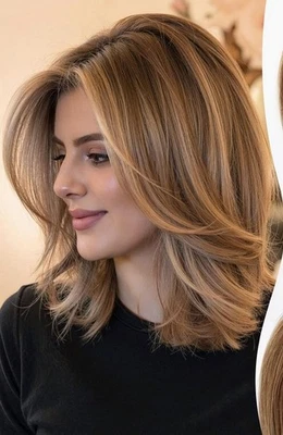 New Fashion Highlight Brown Wig 13X4 Lace Front Human Hair Wig for Women - Image 1 of 3